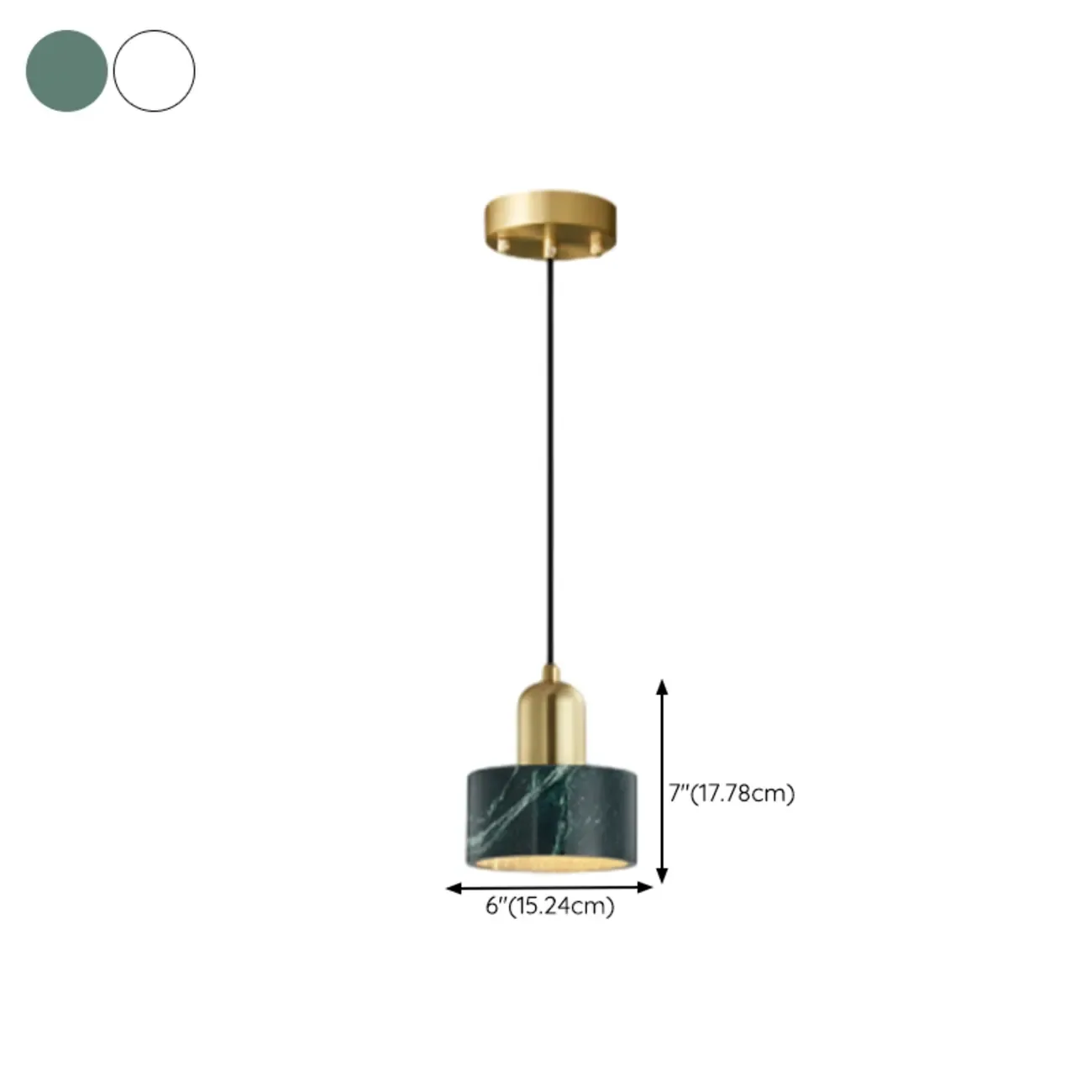 Modern Green Stone Cylinder Black Hanging Pendant Light
