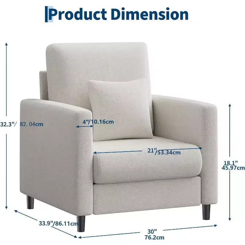 Set of 2-seater sofa and auxiliary armchair,Compact Loveseat Couch for the Living Room or Bedroom,Practical &Comfortable Seating for Small Apartments
