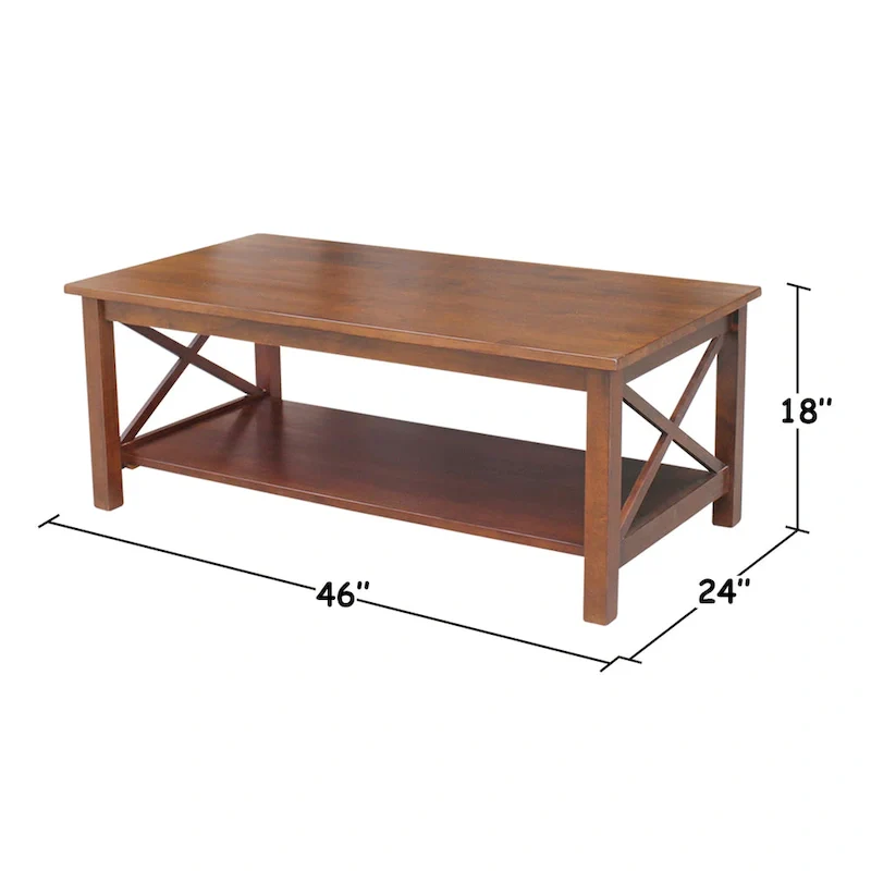 Solid Hardwood Coffee Table - Unfinished, White, Washed Gray Taupe, Espresso - Multi-Person Use