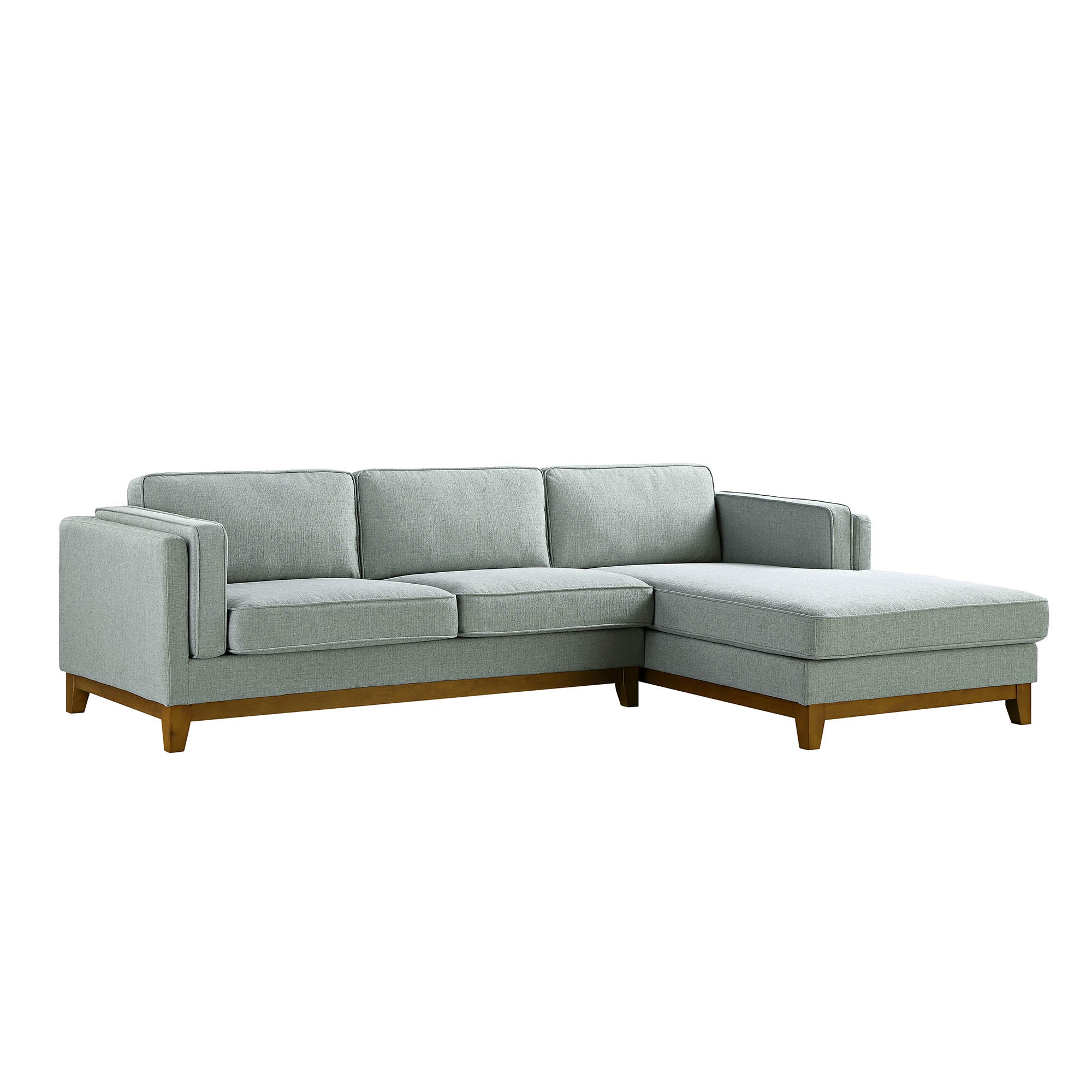 Sage Woven Fabric Sofa, Grande Chaise Sofa Right Hand Facing
