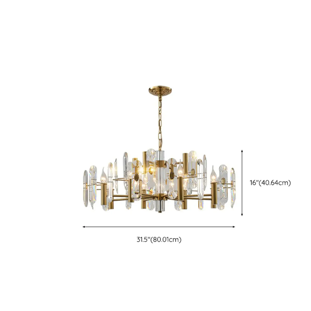 Geometric Gold Metal Clear Crystal Sputnik Chandelier