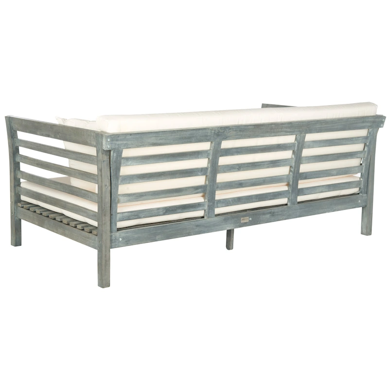 SAFAVIEH Outdoor Living Malibu Ash Grey/ Beige Acacia Wood Cushioned Daybed - 39