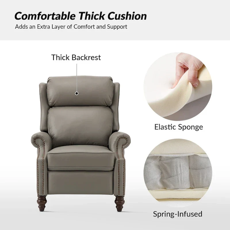 Noemon Modern Genuine Leather Recliner with Nailhead Trims Set of 2 by HULALA HOME