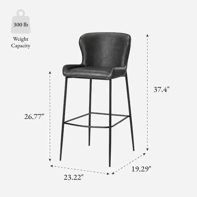 Maven Lane Naomi Metal Counter Stool with Faux Leather 27