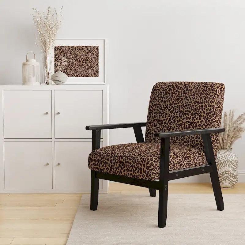 Brown Leopard Print Upholstered Accent Chair