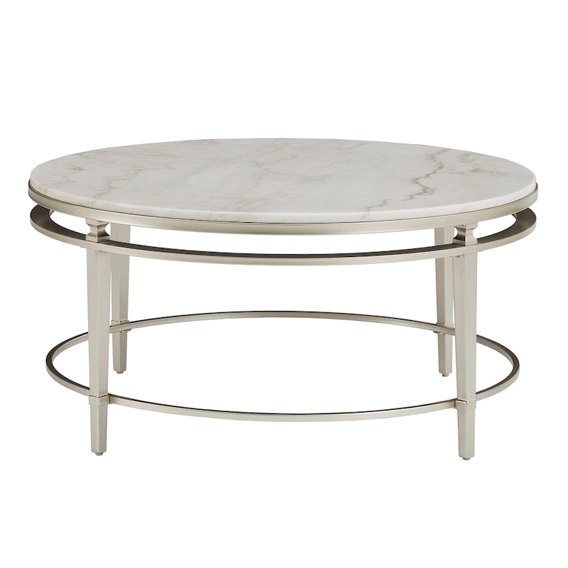 Egan Champagne Silver Finish Marble Top Table by iNSPIRE Q Modern