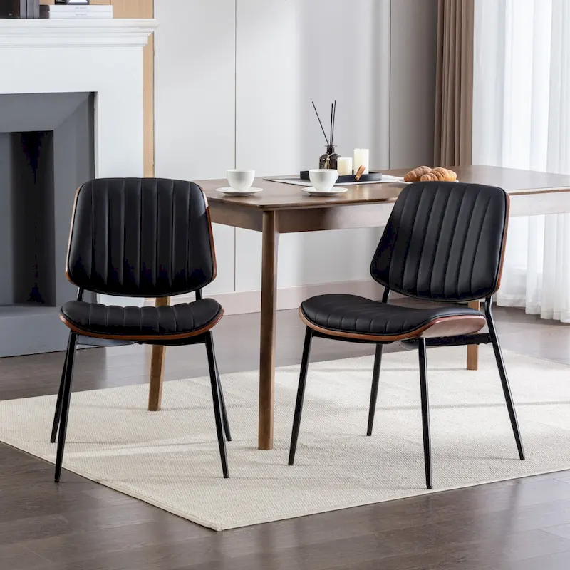 GDFStudio Mid Century Modern Armless Upholstered Dining Chairs with Metal Legs