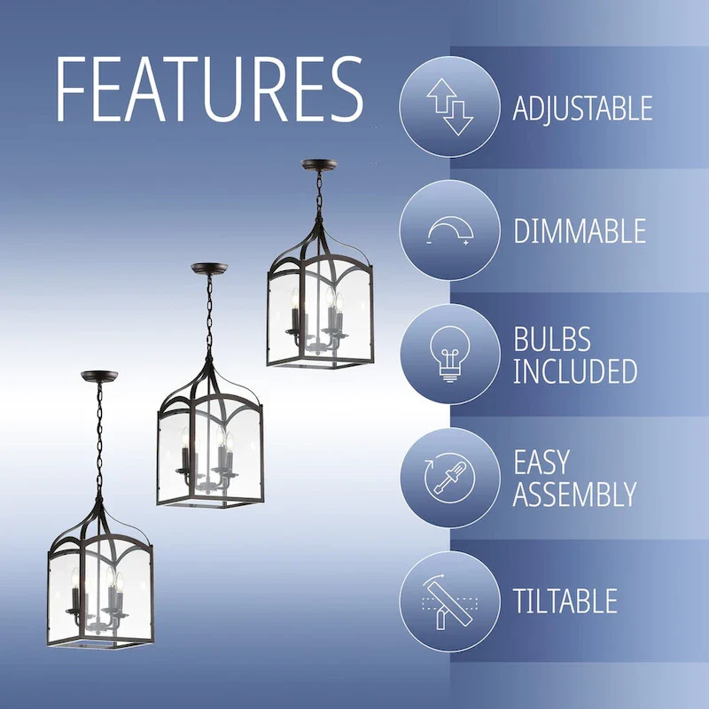 Ruth 11  4-light Lantern Metal/Glass LED Pendant by JONATHAN Y