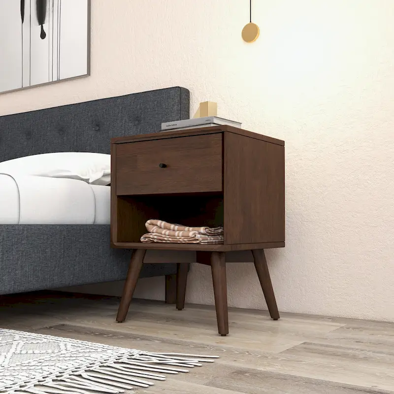 Novel Mid Century Modern Walnut Nightstand Bed Side Tables