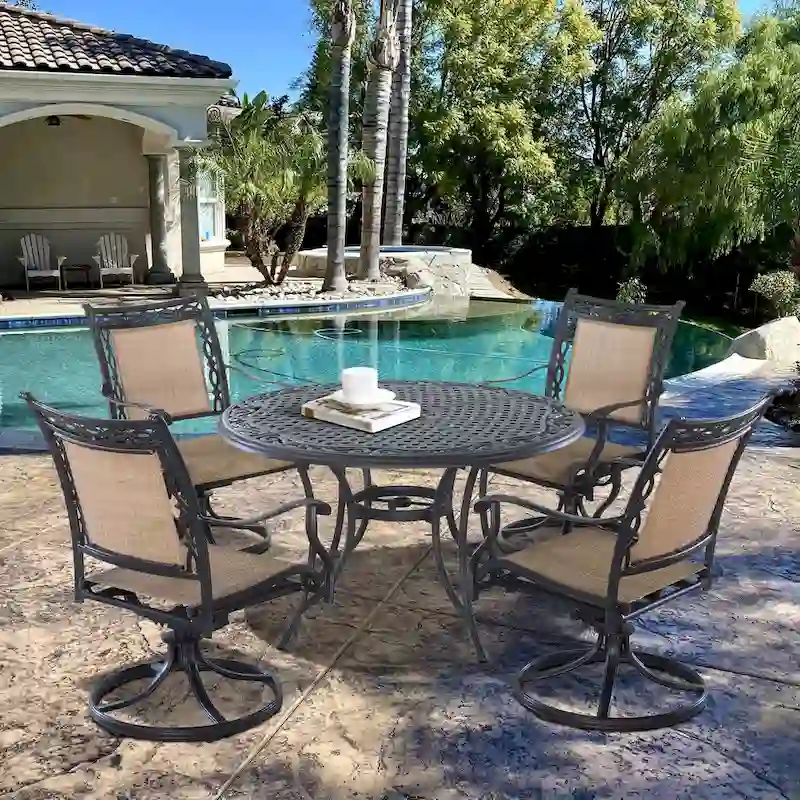 Clihome 5-PCS Set Cast Aluminum Outdoor Dining Set for Patio