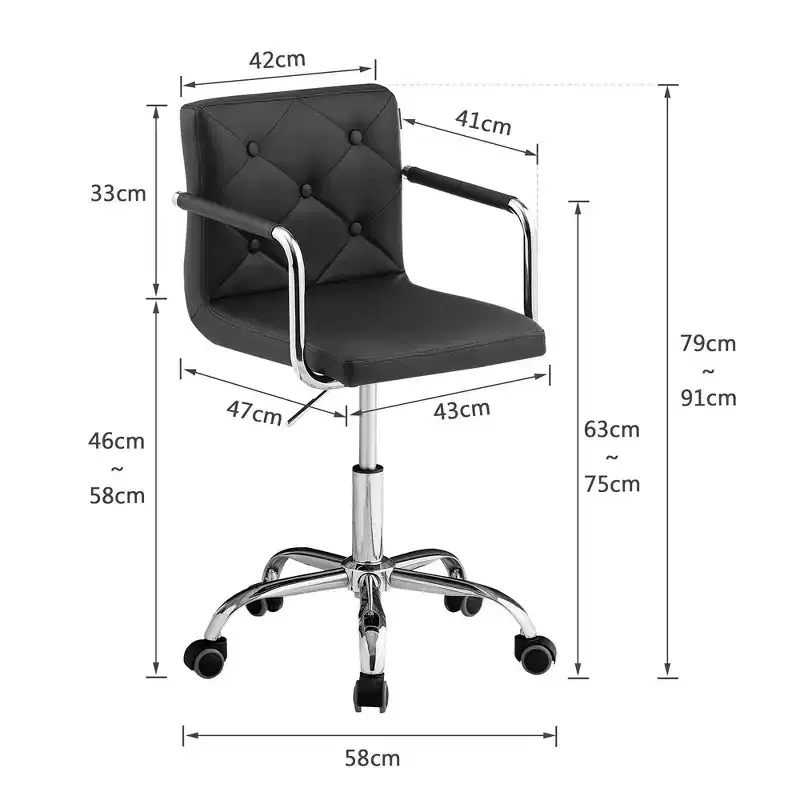VECELO Rolling Work Chair for Home Office Desk Adjustable Height