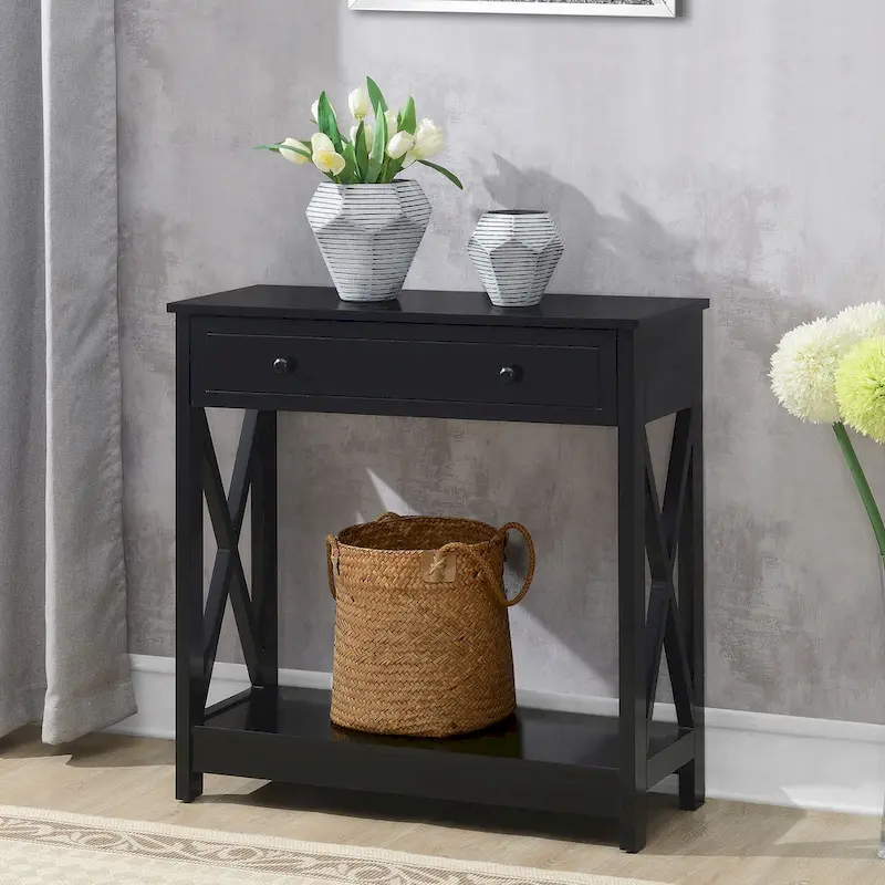 Convenience Concepts 1 Drawer Entryway Hall Table with Shelf