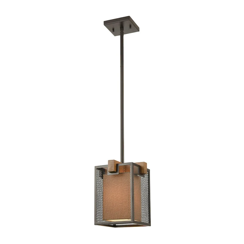 Elk Home Crossbeam Oil Rubbed Bronze Fabric 1 Light Pendant