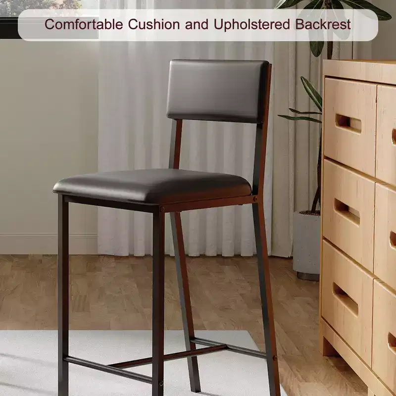 GustoWave Dining High Chairs Set of 2, Upholstered PU Dining Chairs Curved Backrest, Modern Dining Room Kitchen Chairs