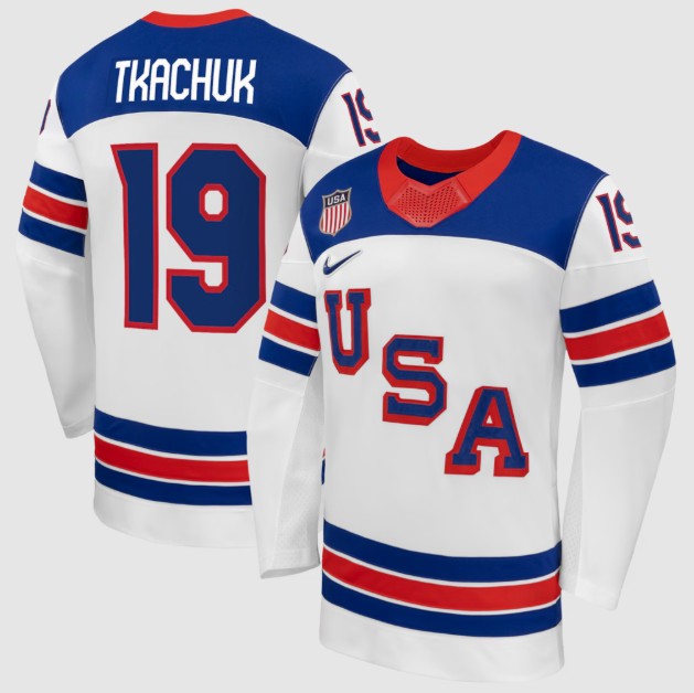 Matthew Tkachuk White US Hockey 2026 Away Jersey