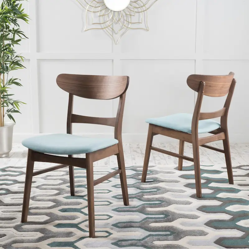 Abrielle Mid-Century Modern Upholstered Rubberwood Dining Chair (Set of 2) by Christopher Knight Home