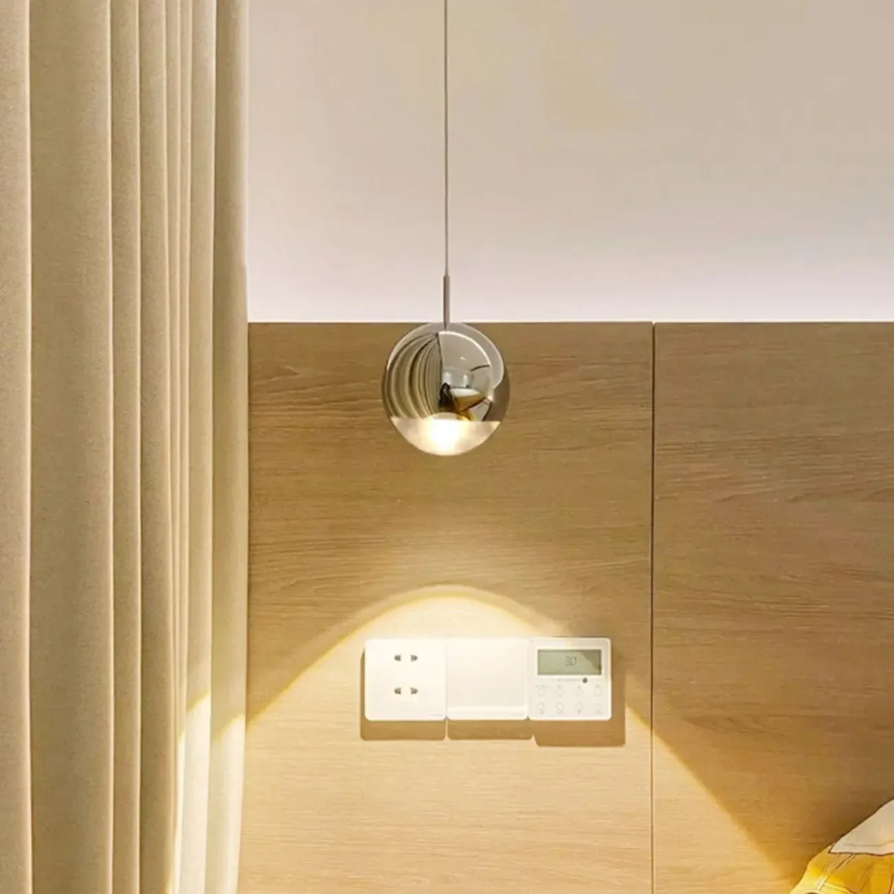 Modern Chrome Metal Globe Pendant Light Warm LED