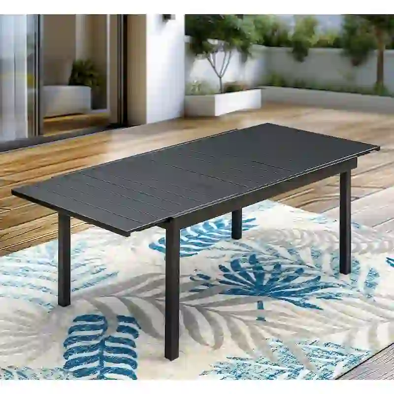 MAISON ARTS Patio Dining Set 9/7 Pieces Outdoor Metal Furniture Set, 8/6 C Spring Motion Chairs and 1 Expandable Table