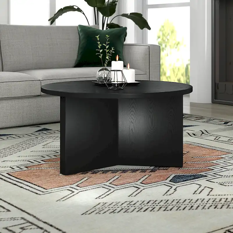 Multi-Color Round X-Base Coffee Table – Scandinavian Style, 1–2 Person Use