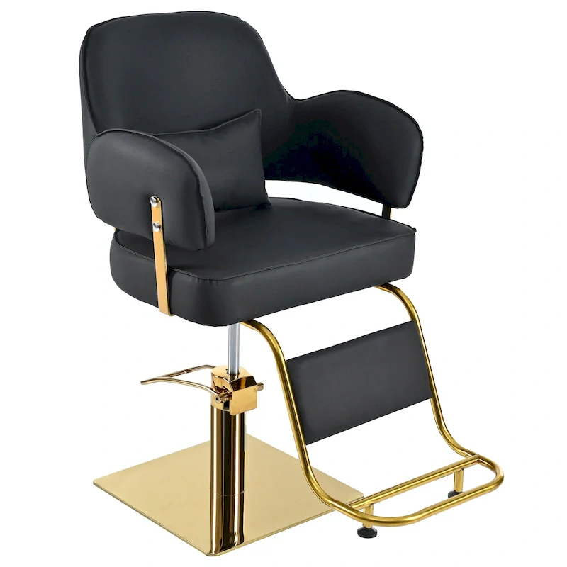 Black / Grey Swivel Barber Chair, Single Seat