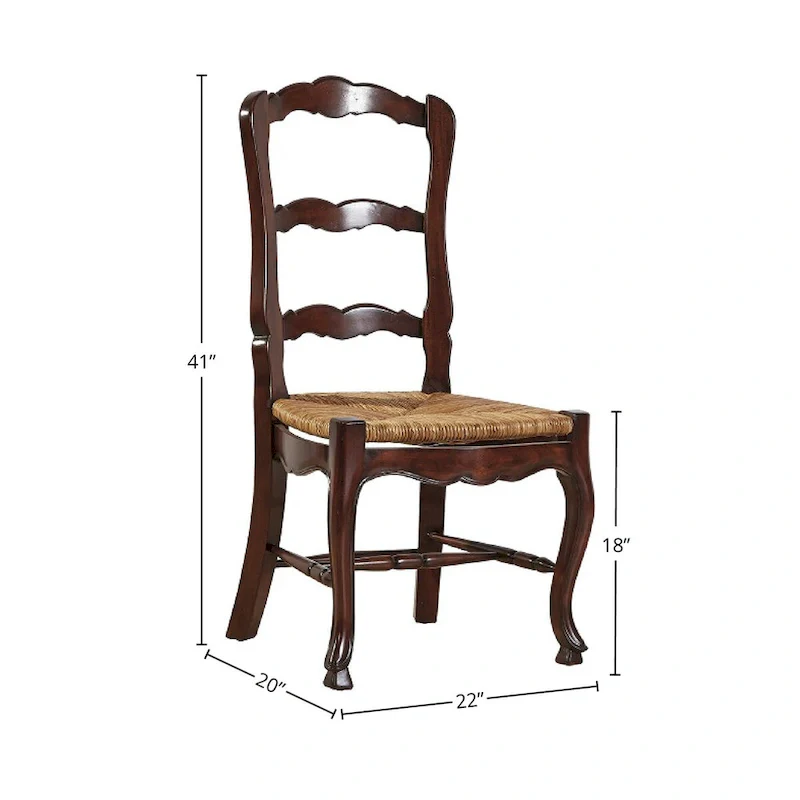 Ladderback Dining Chair with Cabriole Legs, Brown