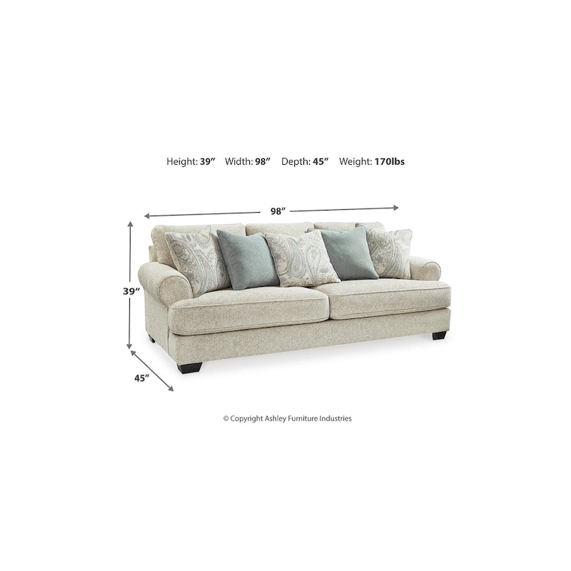Signature Design by Ashley Monaghan Beige Sofa - 98  W x 45  D x 39  H