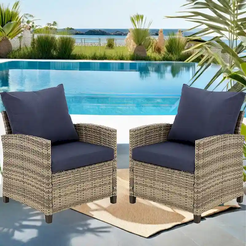 2-Seater Outdoor Wicker Sofa Couch with Comfy Cushions