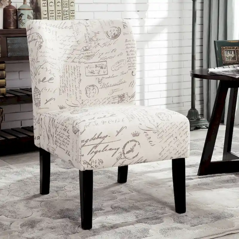 White 29.13 Upholstered Accent Chair with Wood Legs