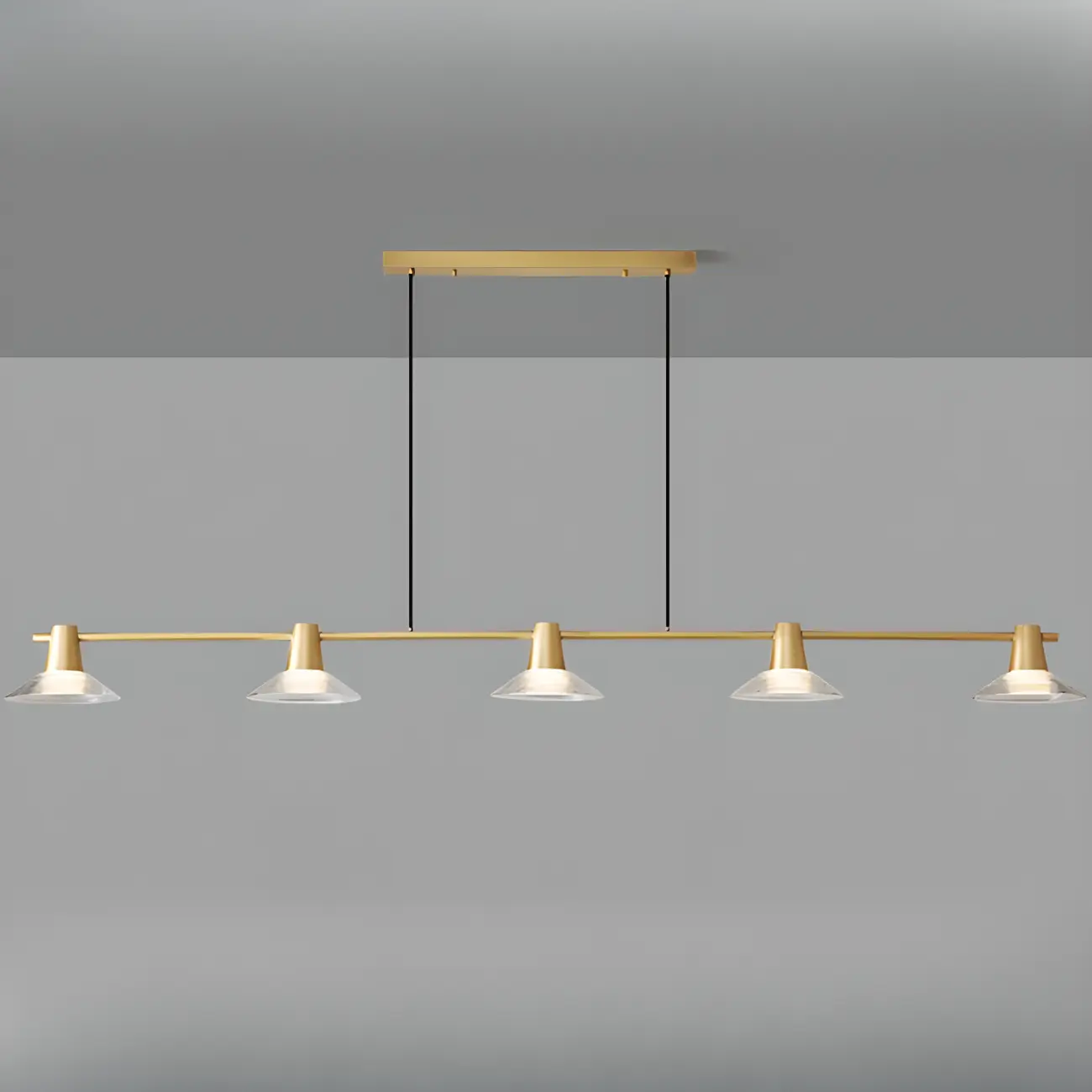 Modern Black Cone Glass 3-Light Island Light