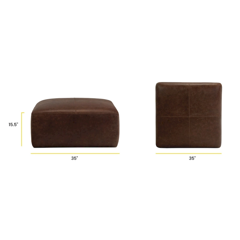 Poly & Bark Sequoia Ottoman - Full Grain Genuine Italian Leather