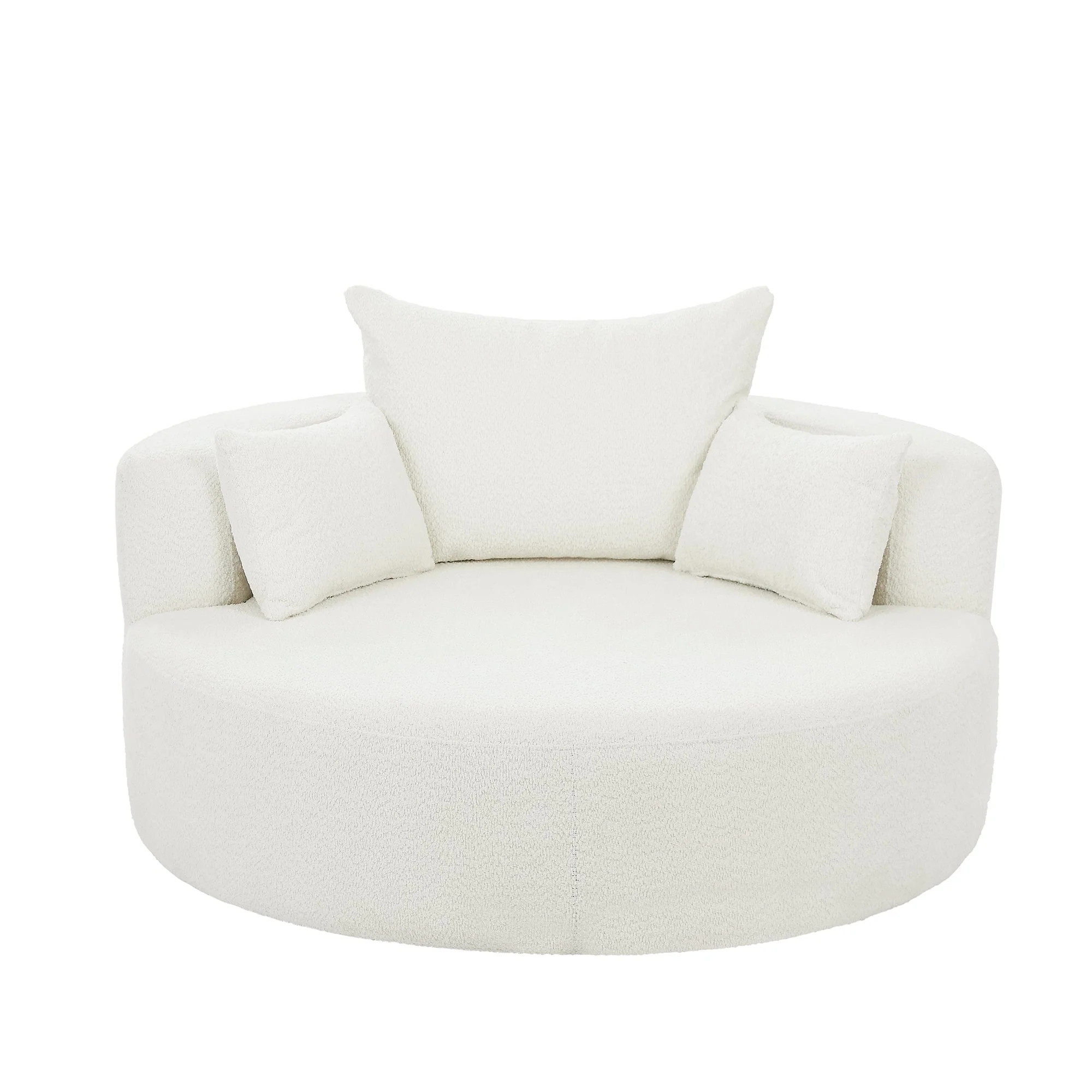 Walker Edison | 360¡ã Swivel Accent Round Sofa Chair with Pillows