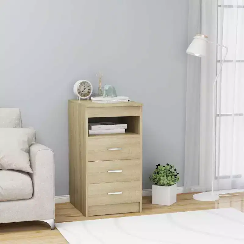 vidaXL Drawer Cabinet Sonoma Oak Particle Board Compact Drawer Cabinet