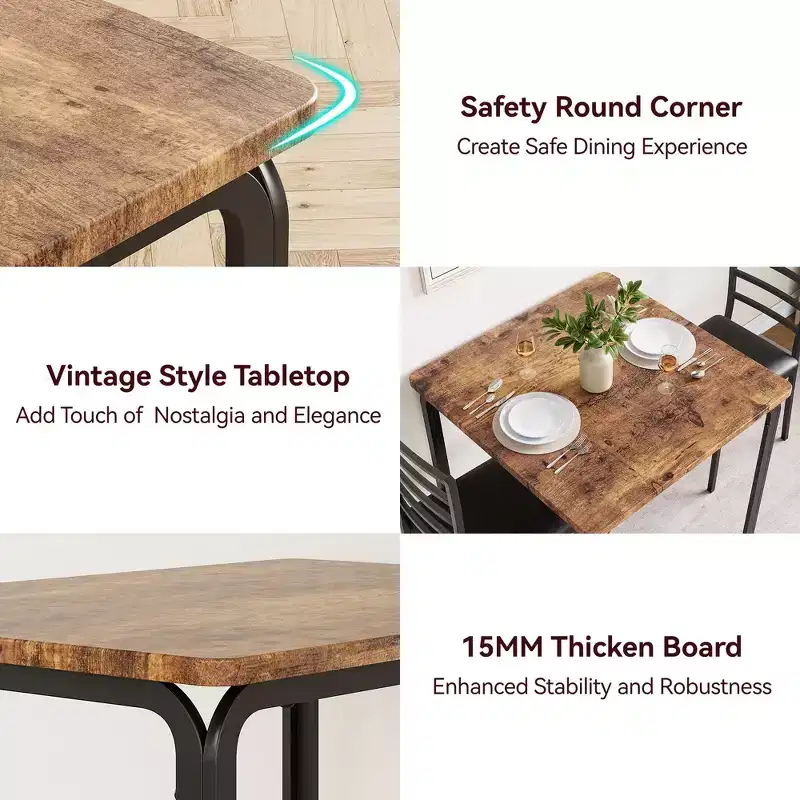Space-Saving 2-Piece Square Dining Set for 2, Compact Table & Chairs for Kitchen, Apartment, Breakfast Nook & Small Dining Areas, 29.1x29.1x30 Inches