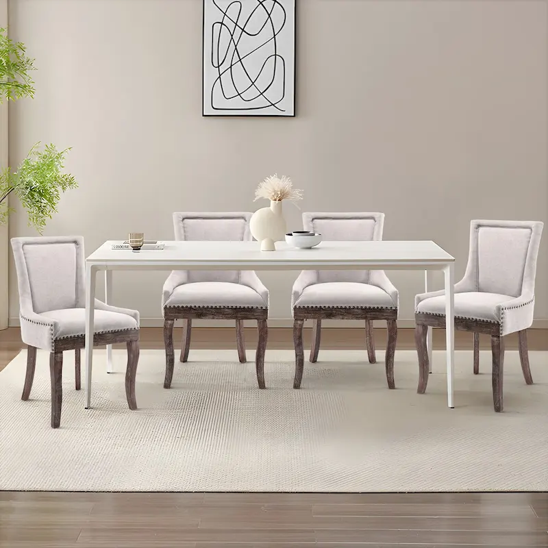 Traditional Tufted Ultra Upholstered Wingback Dining Chair Set of 6