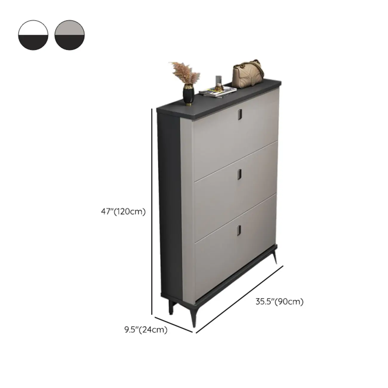 Modern Wood Shoe Cabinet with Adjustable Shelves, Entryway