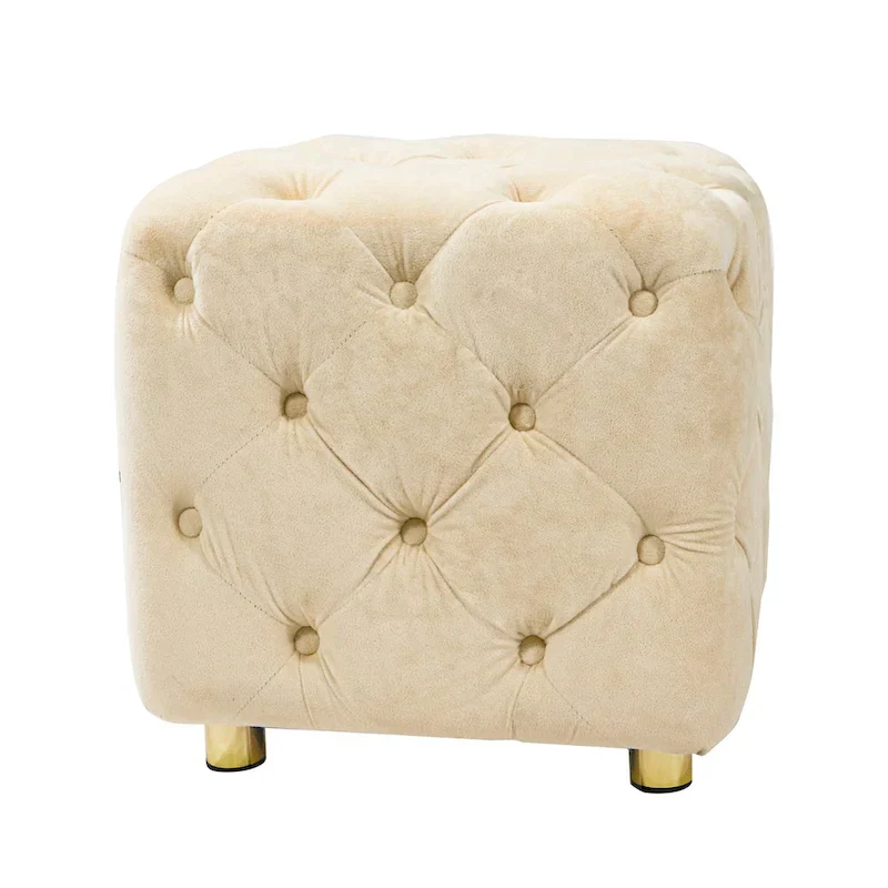 Modern Velvet Upholstered Square Tufted Ottoman by GDFStudio