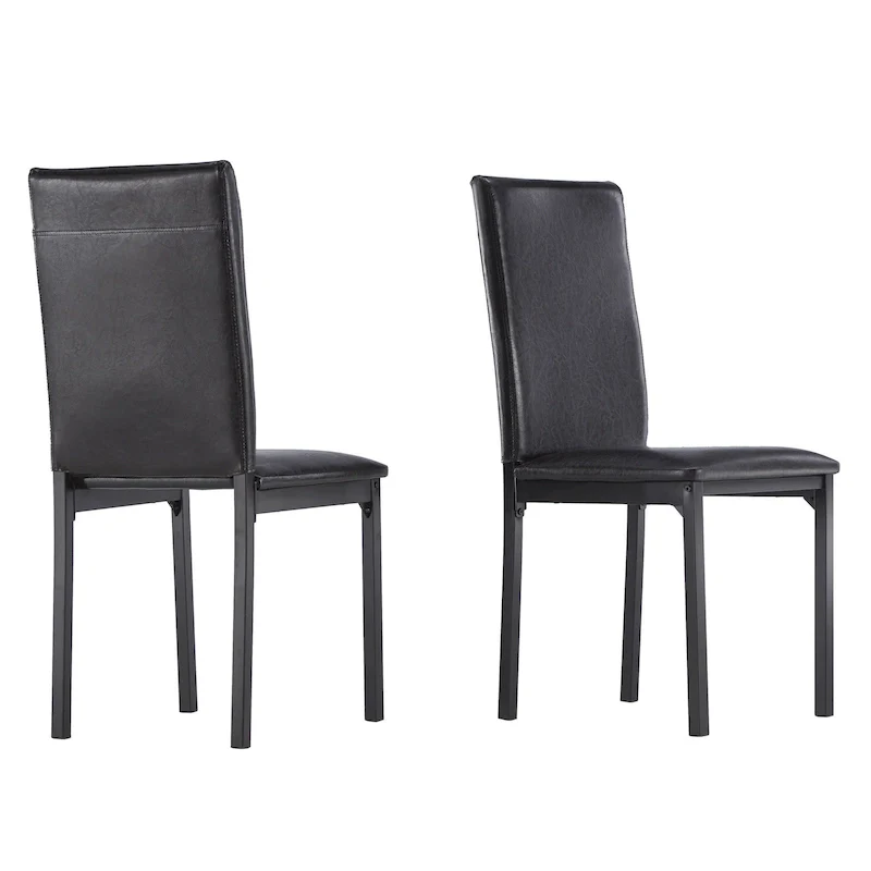 Faux Marble Top Metal 5-Piece Dining Set with Upholstered Chairs