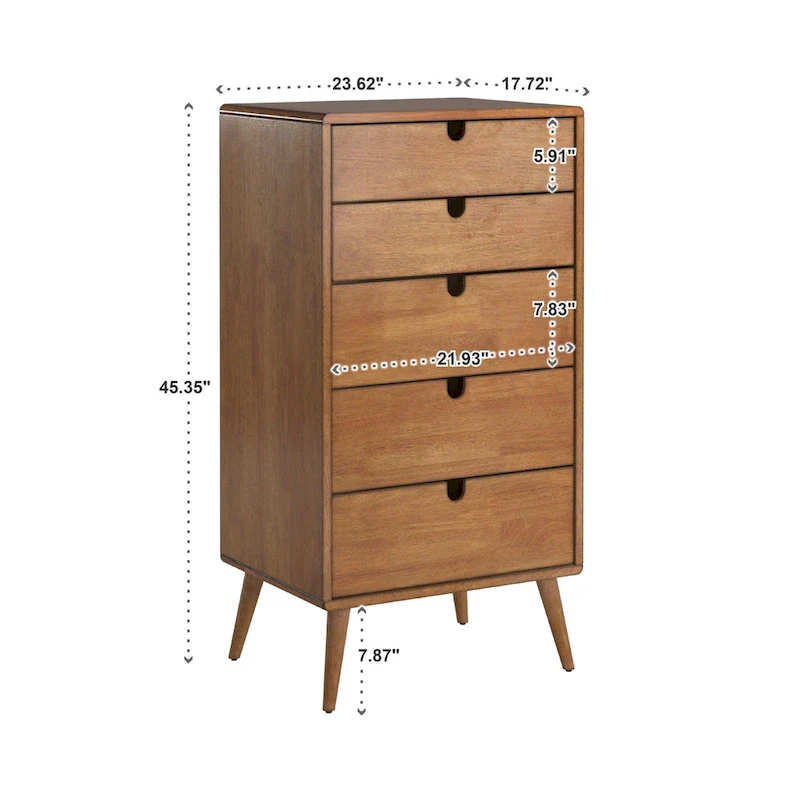 Clark Oak Finish 5-drawer Chest