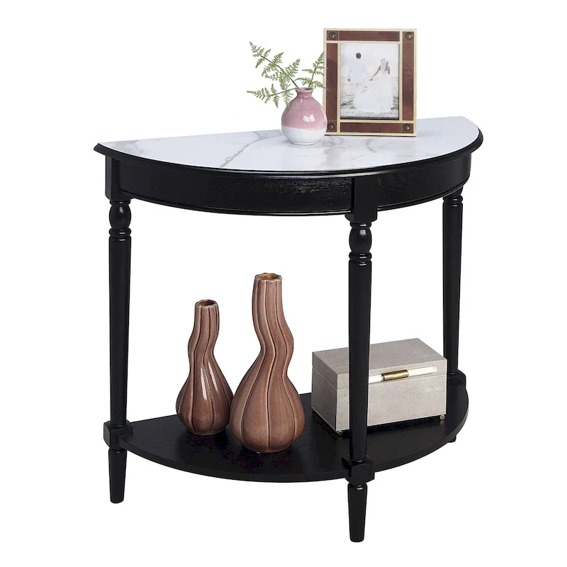 Convenience Concepts French Country Half-Round Entryway Table with Shelf