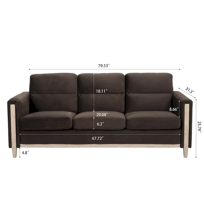 Larb Modern Solid Wood Three-Seater Sofa Couch by Christopher Knight Home