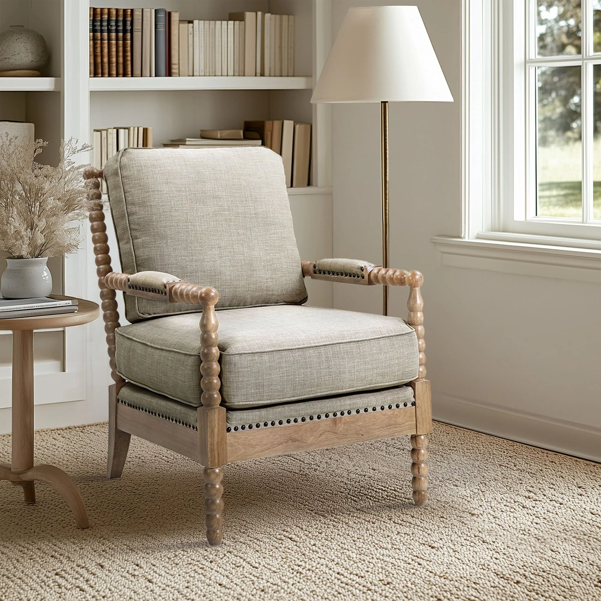 Madison Park Donohue Turned Wood Frame Armchair