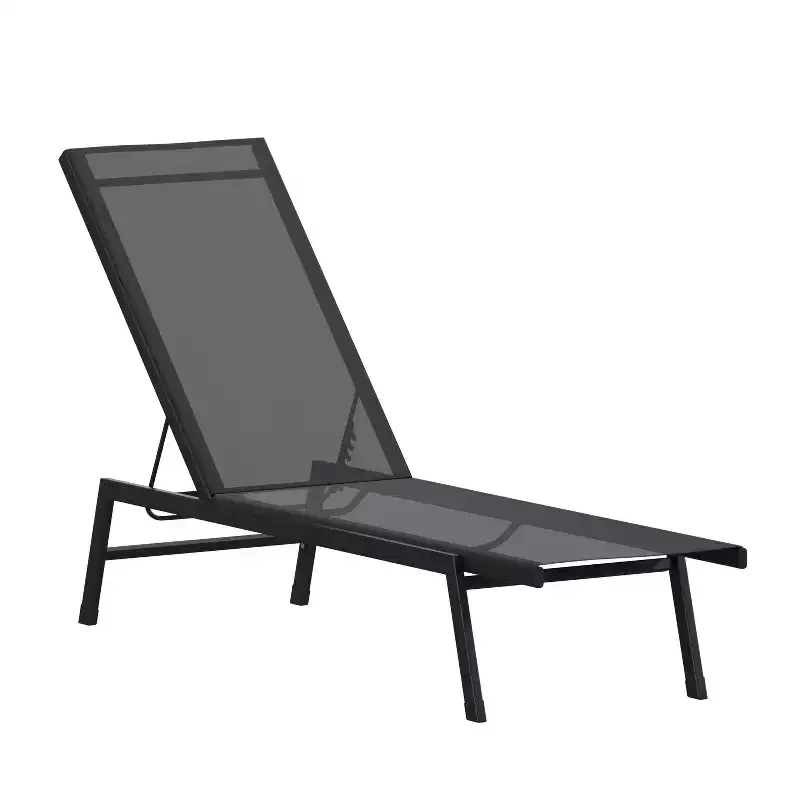 Emma and Oliver Textilene Adjustable 5 Position Patio Chaise Lounge and Metal Frame
