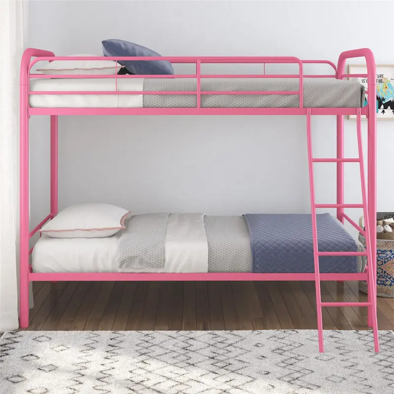 Blue / Pink Twin over Twin Metal Bunk Bed, Sleeps 2