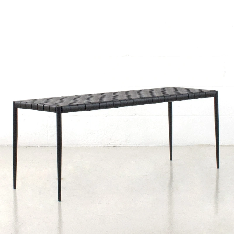 Soho Mid-Century Modern Leather Weave Coffee/Bench 28-inches/ 47-inches