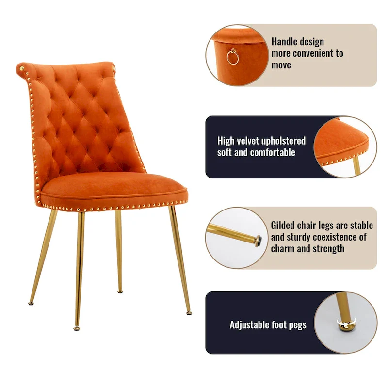 7-Piece Clihome Marble Dining Table with Velvet Chair Dining Chair