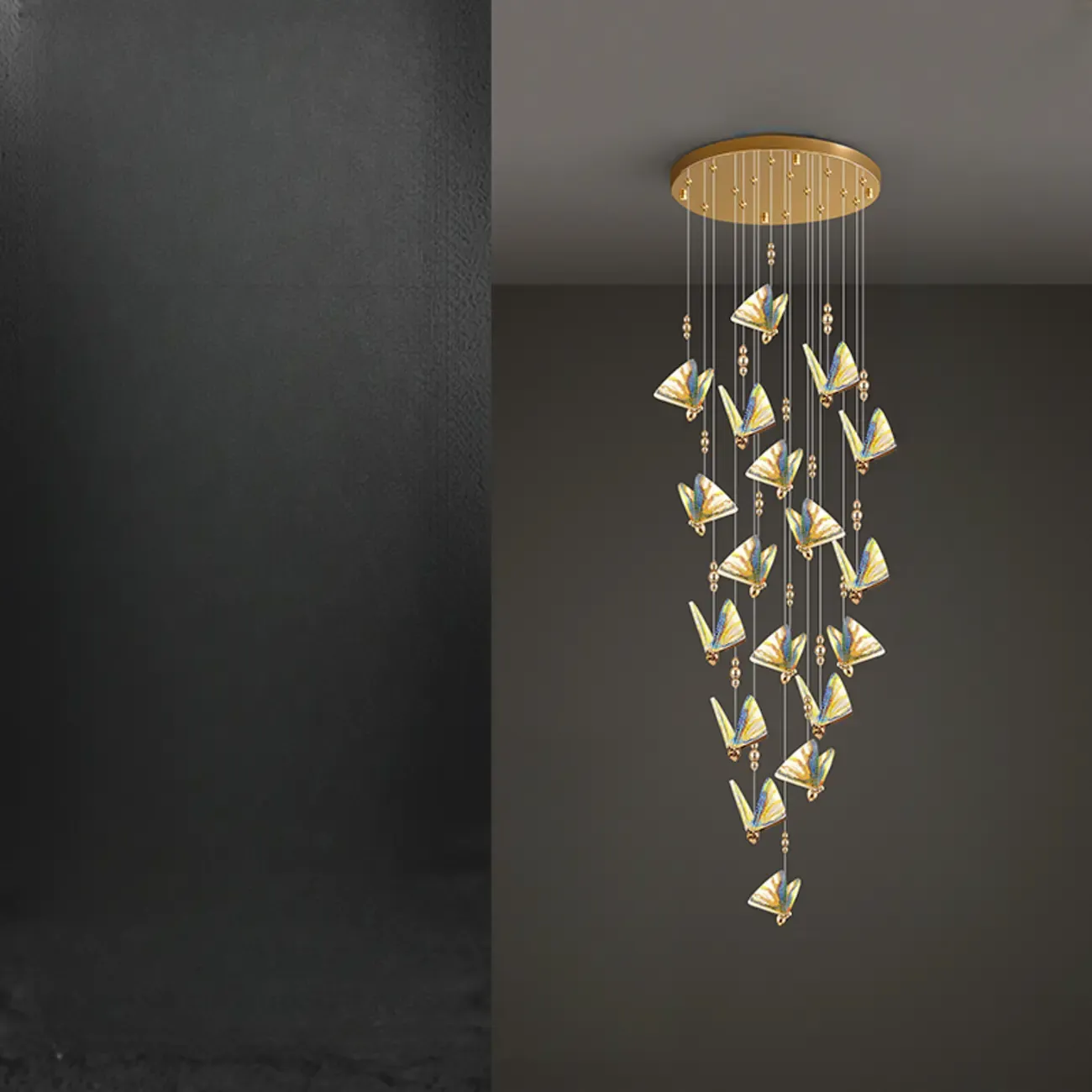 Modern Crystal Linear Butterfly Chandelier Light with Remote