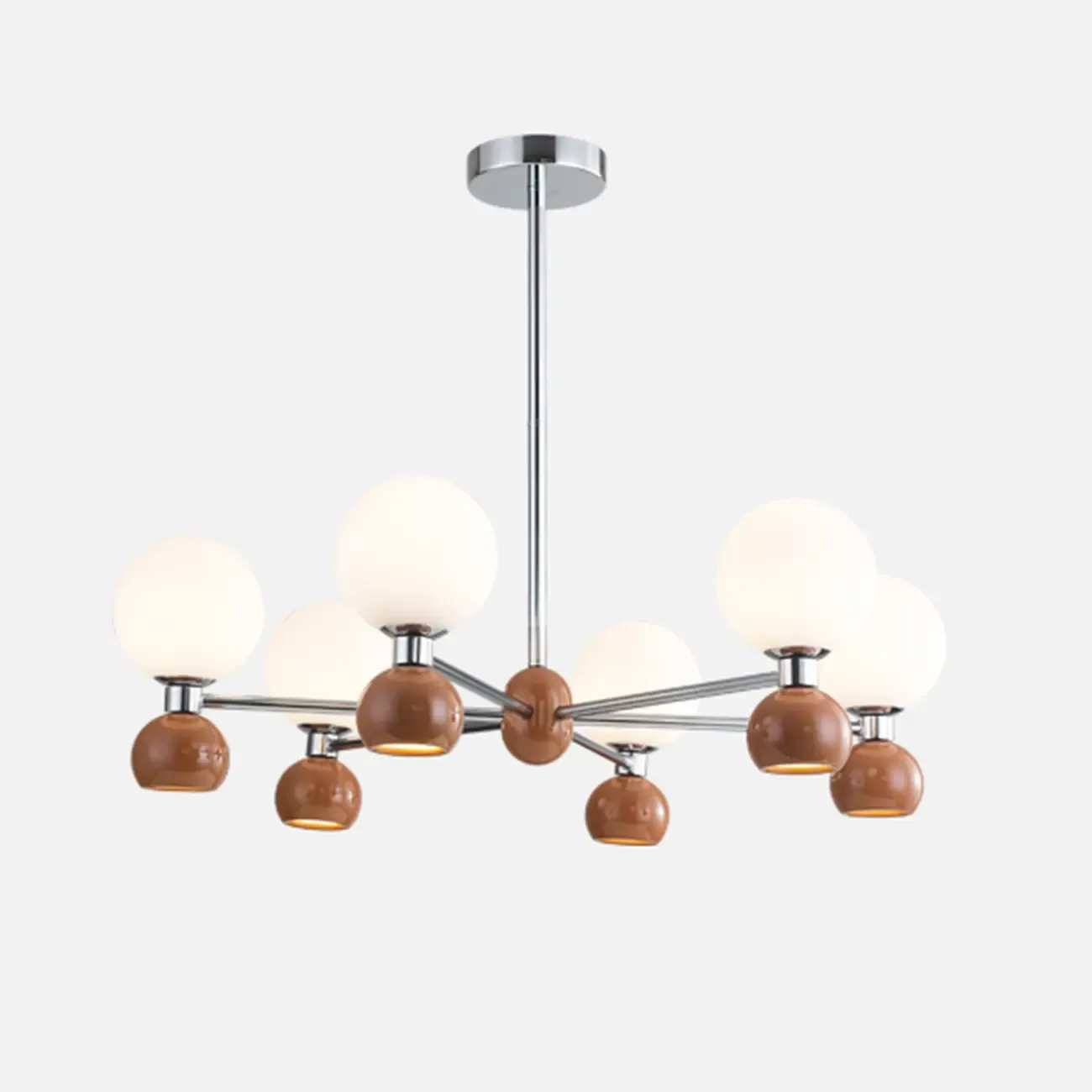 Modern Style White Globe Chandelier with Metal Frame