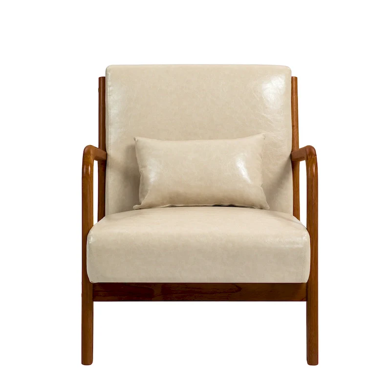 Mid-Century Modern Upholstered Accent Chair with Wood Frame