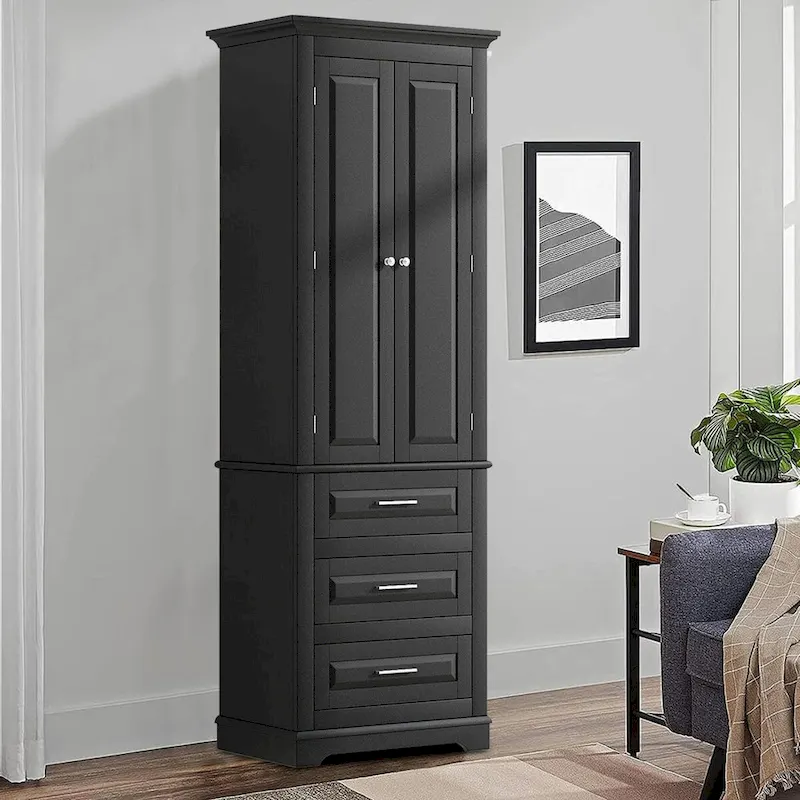 Minimalist Standard Freestanding Bathroom Tall Storage Cabinet with a Cabinet and 3 Drawers