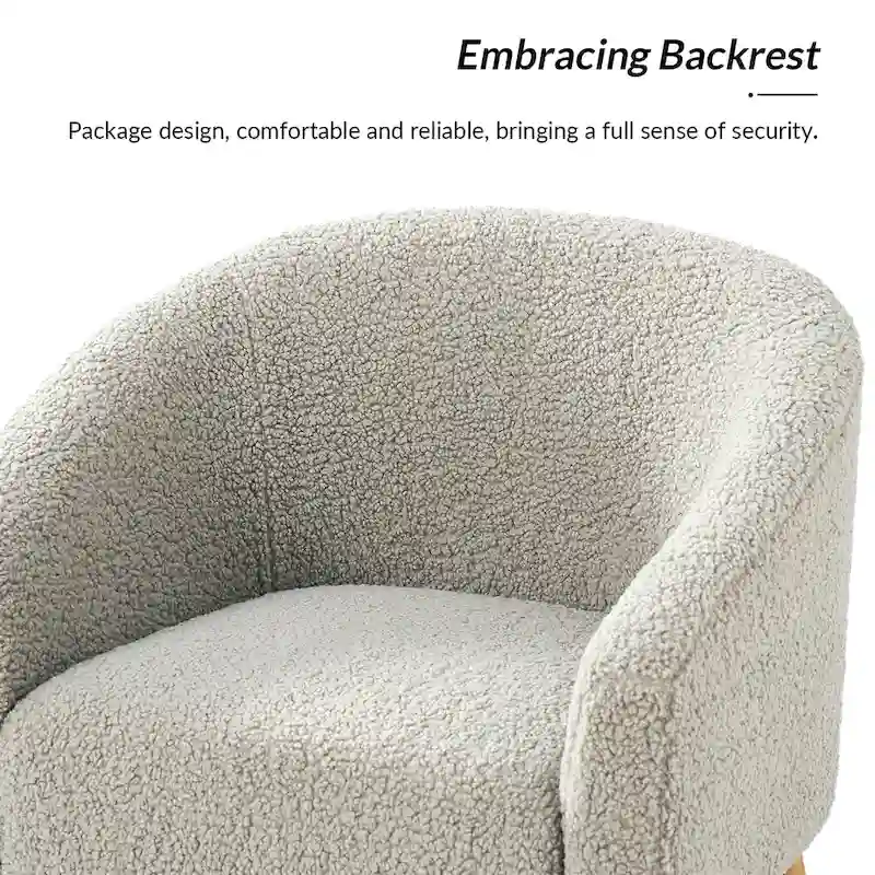 Modern Boucle Armchair with Solid Wood Legs, Set of 2